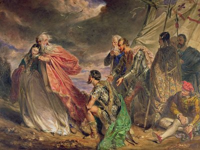 Lear e Cordélia, c.1843 (aquarela) de Daniel Maclise