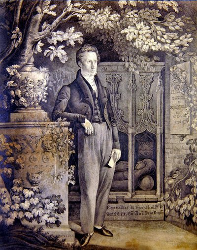 Retrato de Richard Sainthill, c.1820-c.1850 (lápis sobre papel) de Daniel Maclise