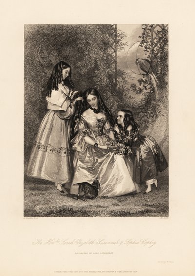 Sarah Elizabeth, Susannah e Sophia Copley, filhas de John Copley de Daniel (after) Maclise