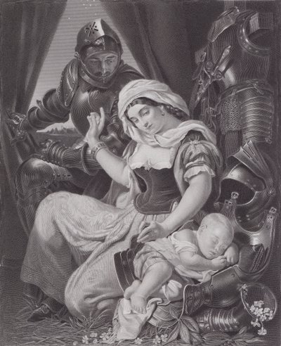 O Berço do Guerreiro (gravura) de Daniel (after) Maclise