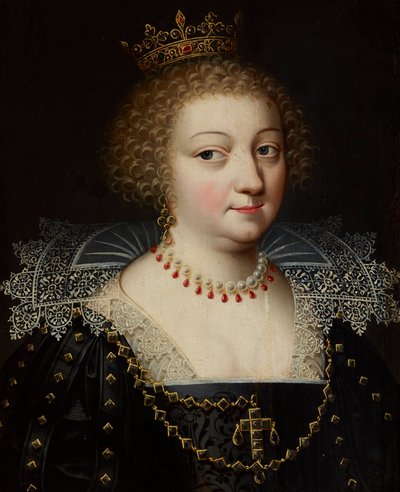 Retrato da Rainha Ana da Áustria (1601-1666) de Daniel (studio of) Dumonstier