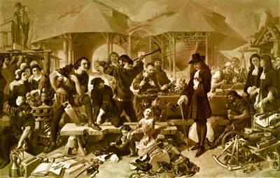 Pedro, o Grande, no Deptford Dockyard de Daniel 1806 70 Maclise