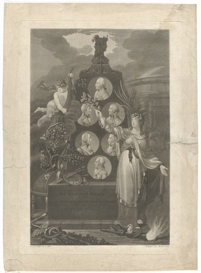 Alegoria de Vrede van Amiens, 1802 A paz geral por equilíbrio de bravura março 1802 (título no objeto) de Daniel Berger