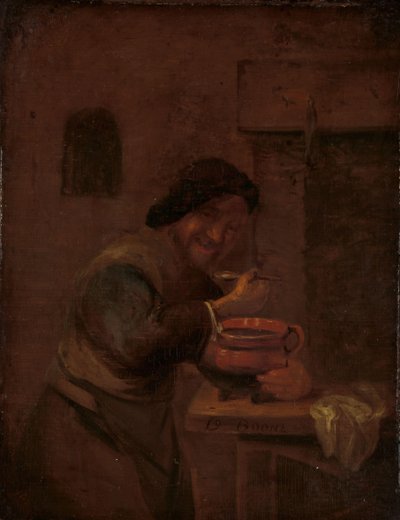 Homem comendo de uma panela de barro de Daniel Boone