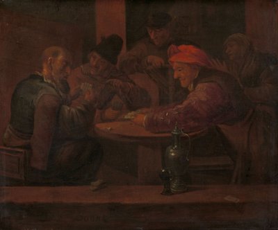Homens a jogar às cartas numa taberna, c.1660-1680 (óleo sobre painel) de Daniel Boone