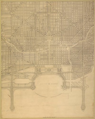 Placa 110 do Plano de Chicago, 1909: Chicago. Plano do Sistema Completo de Rua... de Daniel Burnham