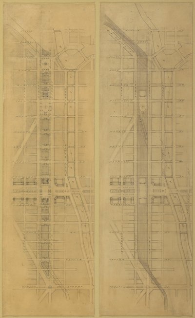 Ilustração 79 2 Desenhos do Plano de Chicago, 1909: Sugestão de localização e disposição do... de Daniel Burnham