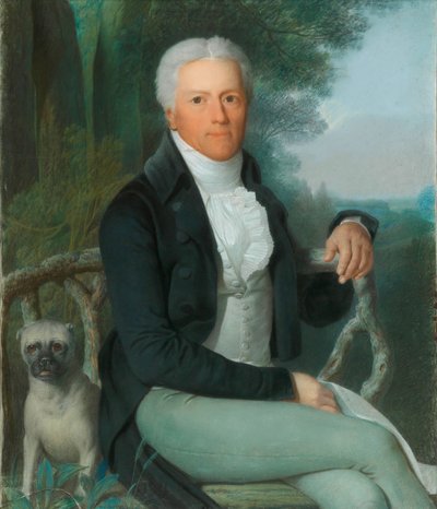Retrato do Conde Karl August von Hardenberg 1750-1822 no parque da sua propriedade rural..., c1810 de Daniel Caffe