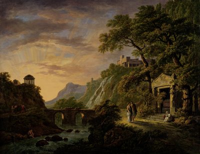 Paisagem Arcadiana com o pôr do sol de Daniel Dupre