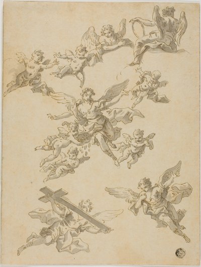 Esboços de anjos e Putti de Daniel Gran