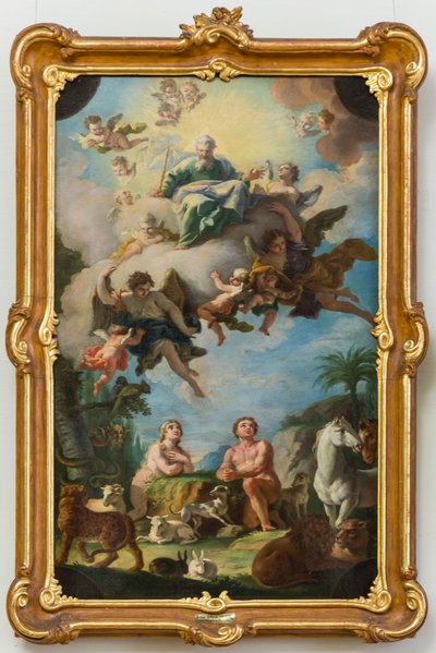 O Paraíso (esboço para um fresco do teto da basílica de Sonntagberg, Baixa Áustria) de Daniel Gran