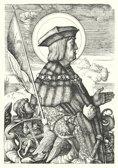Maximiliano I, Sacro Imperador Romano, como São Jorge de Daniel Hopfer