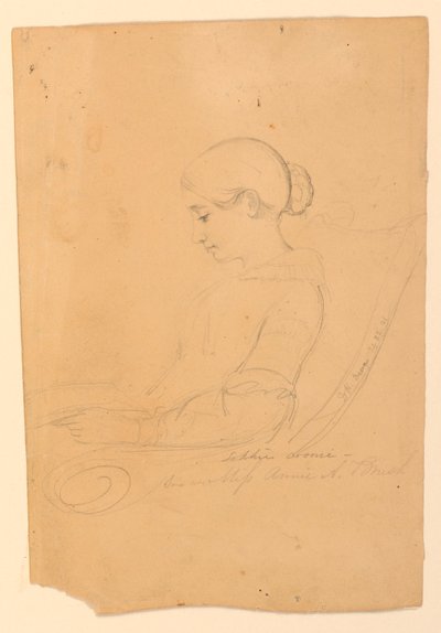 Desenho, Annie A Brush, sentada em, 22 de setembro de 1841 de Daniel Huntington