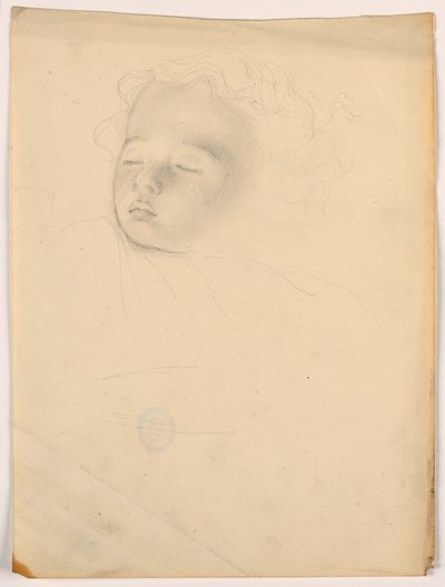Desenho, criança a dormir, 1840-45 de Daniel Huntington