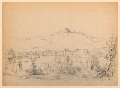Desenho, Chocorua Pond and Mountain, New Hampshire, 28 de setembro de 1854 de Daniel Huntington