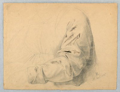 Desenho, estudo de drapeado do corpete, 1 de dezembro de 1845 de Daniel Huntington