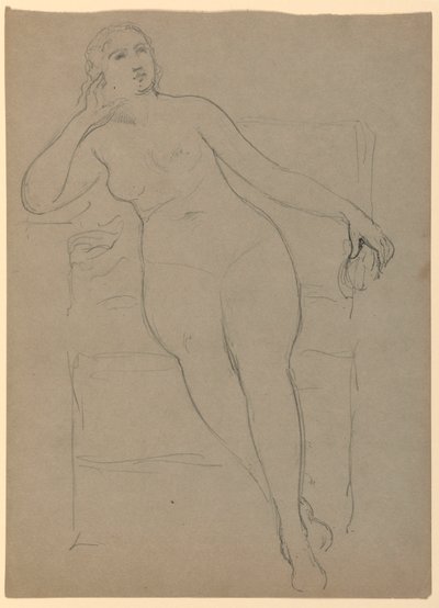 Desenho, Nu feminino sentado, 1870-80 de Daniel Huntington