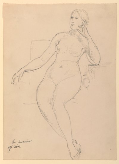 Desenho, Nu feminino sentado, 1870-80 de Daniel Huntington