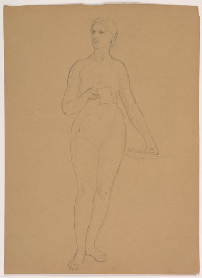 Desenho, Nu feminino em pé, 1850-60 de Daniel Huntington