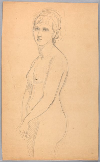 Desenho, Nu feminino em pé, 1860-70 de Daniel Huntington