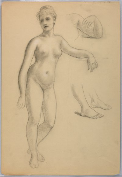 Desenho, Nu feminino em pé, setembro, 1860-70 de Daniel Huntington