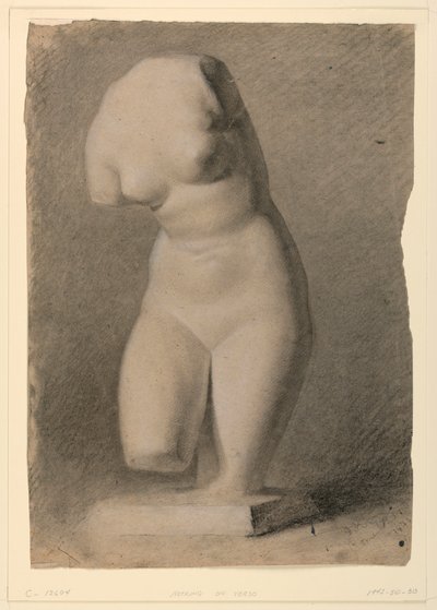 Desenho, Torso feminino de um gesso, 1840 de Daniel Huntington