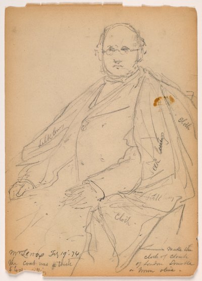 Desenho, James Lenox sentado, 19 de fevereiro de 1874 de Daniel Huntington