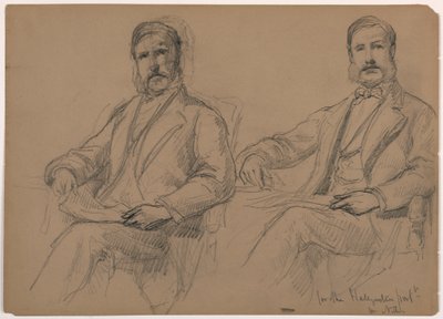 Desenho, Julius Hallgarten sentado, dois estudos; verso: Mr. Hunt de pé, 1884 de Daniel Huntington