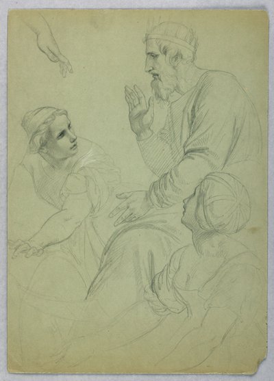 Desenho, Rei e duas mulheres, Separ, ca. 1845 de Daniel Huntington