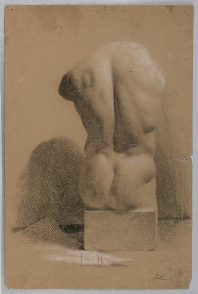 Desenho, Torso masculino a partir de um gesso, 1840 de Daniel Huntington