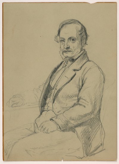 Desenho, Homem sentado, ca. 1860 de Daniel Huntington