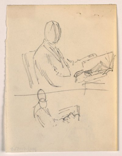Desenho, Homem sentado com um livro, 1879-86 de Daniel Huntington