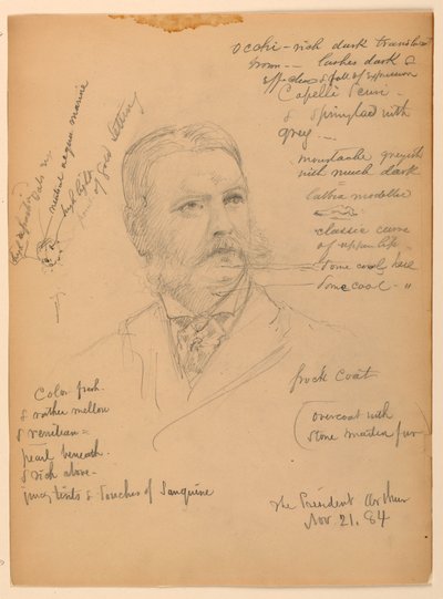 Desenho, Presidente Chester Alan Ar, 21 de novembro de 1884 de Daniel Huntington
