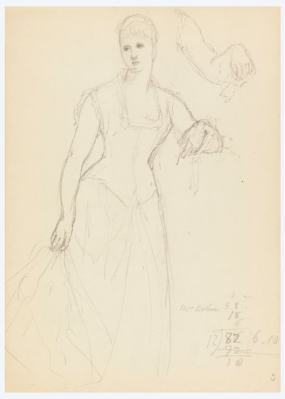 Desenho, Esboço para um retrato de Bella Worsham, 1878 de Daniel Huntington