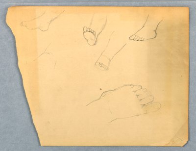 Desenho, Estudos do pé esquerdo de uma criança, 1845-55 de Daniel Huntington