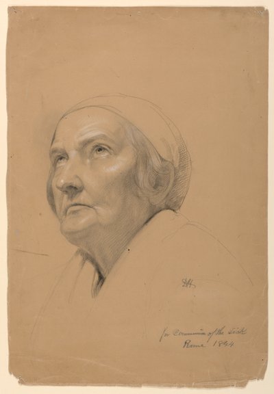 Desenho, Estudo para a "Comunhão dos Doentes", 1844 de Daniel Huntington