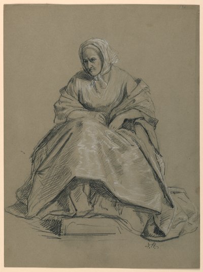 Desenho, Estudo para "Receção a Martha Washington", 1860 de Daniel Huntington
