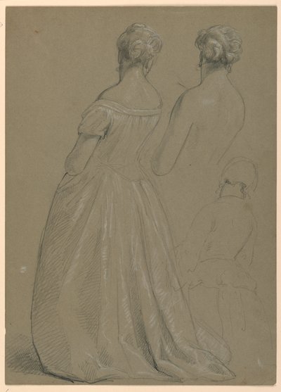 Desenho, Estudo para "Receção a Martha Washington", 1860 de Daniel Huntington