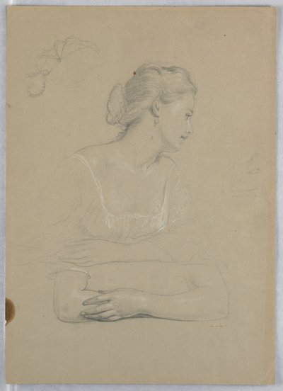 Desenho, Estudo para "Receção a Martha Washington", 1860 de Daniel Huntington