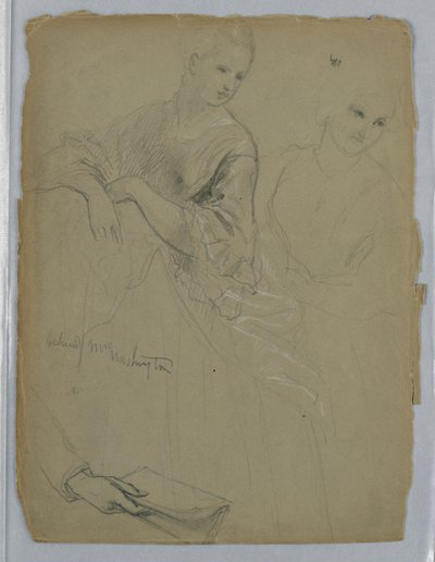 Desenho, Estudo para "Receção a Martha Washington", 1869 de Daniel Huntington