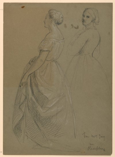 Desenho, Estudo para "A Receção de Martha Washington", 1860 de Daniel Huntington