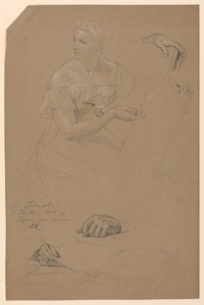 Desenho, Estudo para "Filosofia da Arte Cristã", 1868 de Daniel Huntington