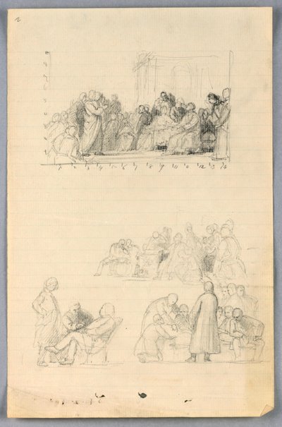 Desenho, Estudo para "Grupo Científico", 1858 de Daniel Huntington