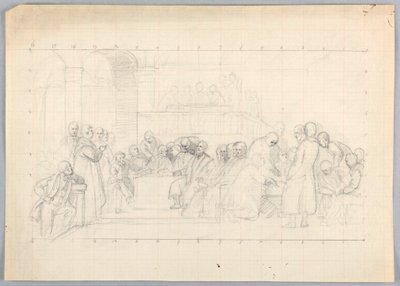 Desenho, Estudo para "Grupo Científico", 1858 de Daniel Huntington