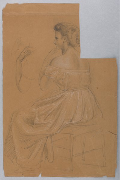Desenho, Estudo para "Titian Showing", 1872 de Daniel Huntington
