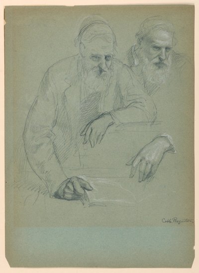 Desenho, Dois estudos de Daniel Hun, 1881 de Daniel Huntington