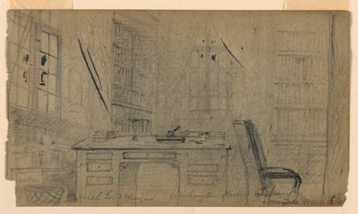 Desenho, Biblioteca de Washington Irving em Sunnyside, 16 de março de 1860 de Daniel Huntington