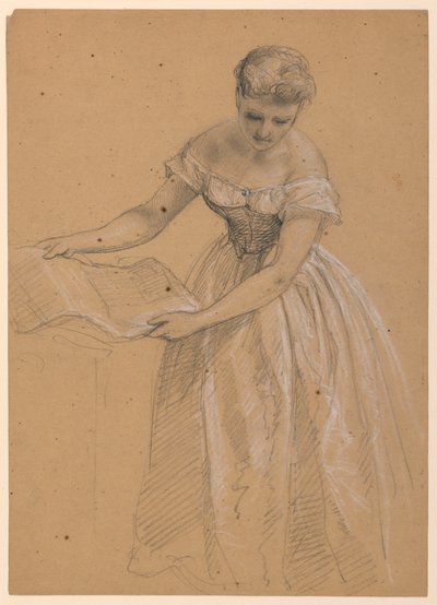 Desenho, Mulher de pé, 1860 de Daniel Huntington