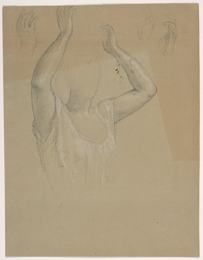 Desenho, Mulher com as mãos levantadas A, 1844-45 de Daniel Huntington