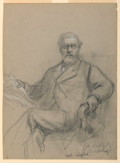 Inglês:  Desenho, Carl Schurz Seated Readin, 1899 de Daniel Huntington